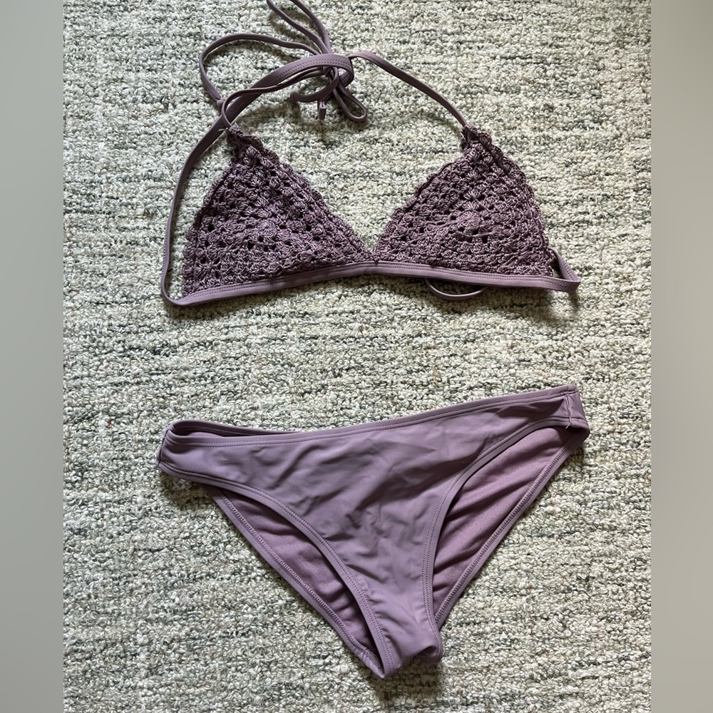 Purple knitted  IKA-KUL bikini. Size medium